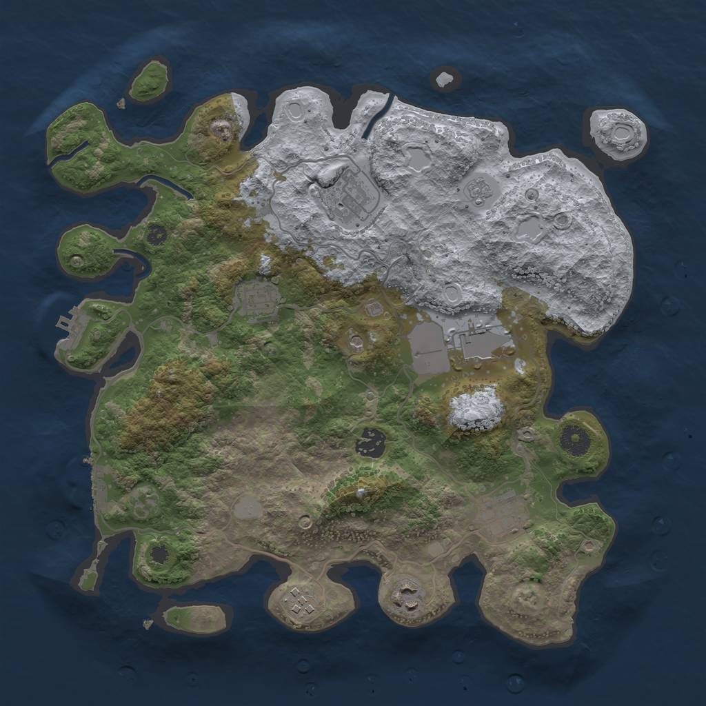 Rust Map: Procedural Map, Size: 3500, Seed: 292855491, 16 Monuments