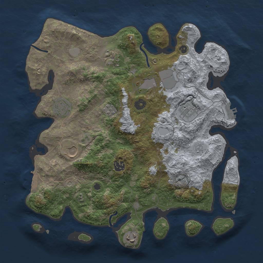 Rust Map: Procedural Map, Size: 3500, Seed: 1010269910, 17 Monuments