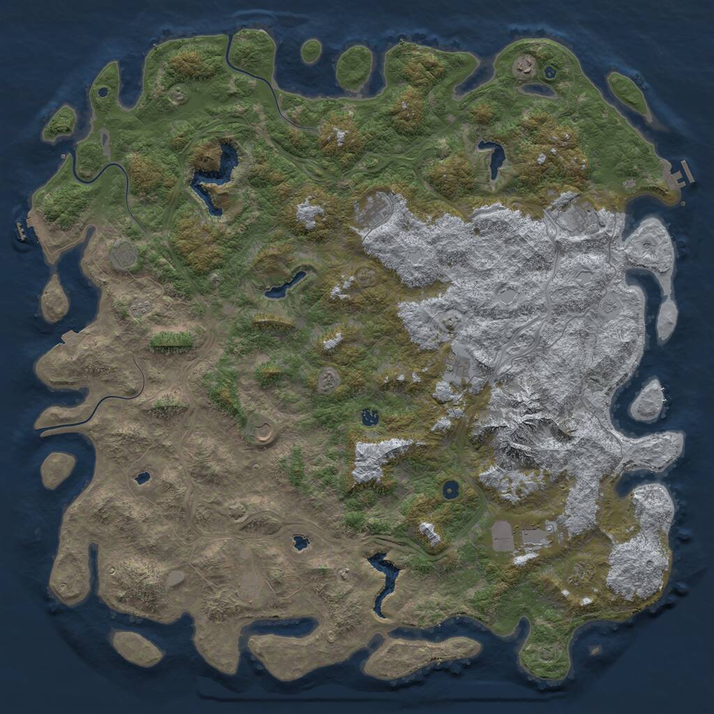 Rust Map: Procedural Map, Size: 6000, Seed: 1194630152, 17 Monuments