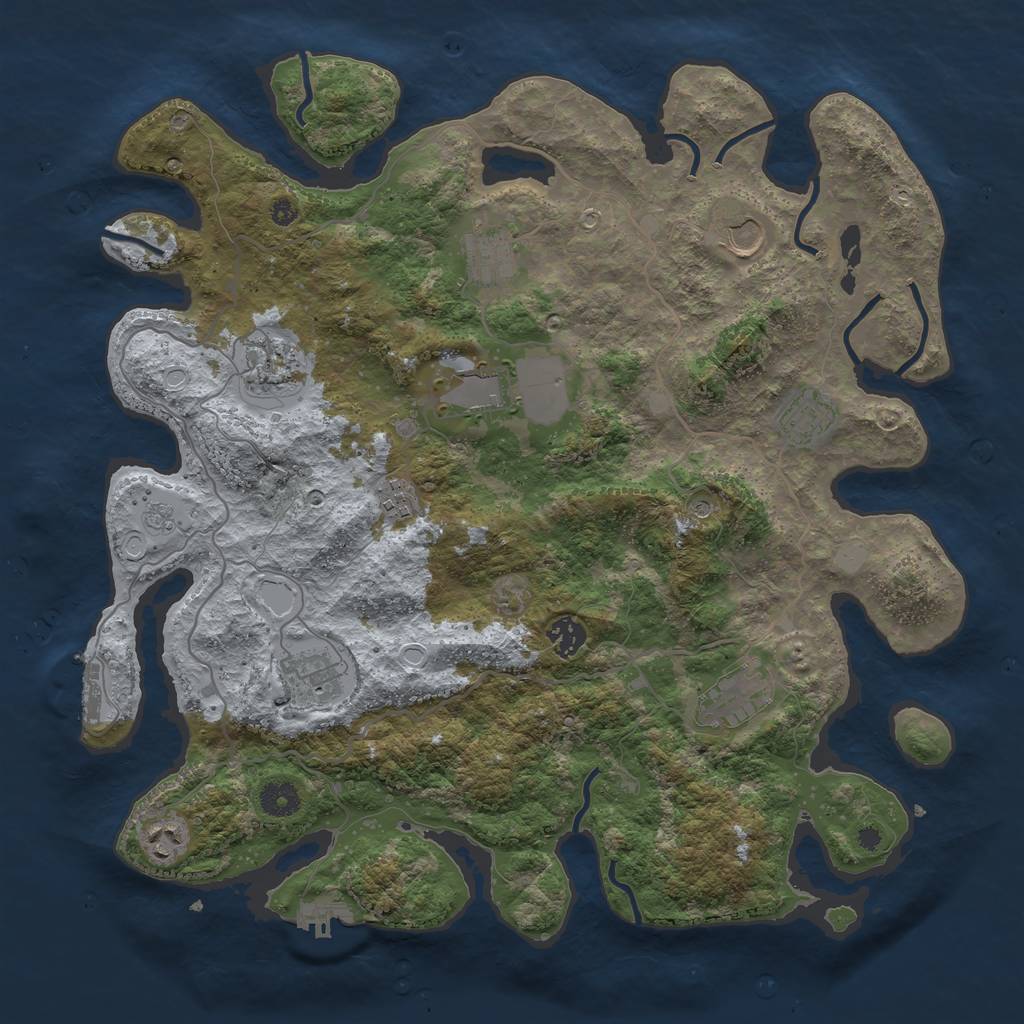 Rust Map: Procedural Map, Size: 4000, Seed: 822828105, 19 Monuments