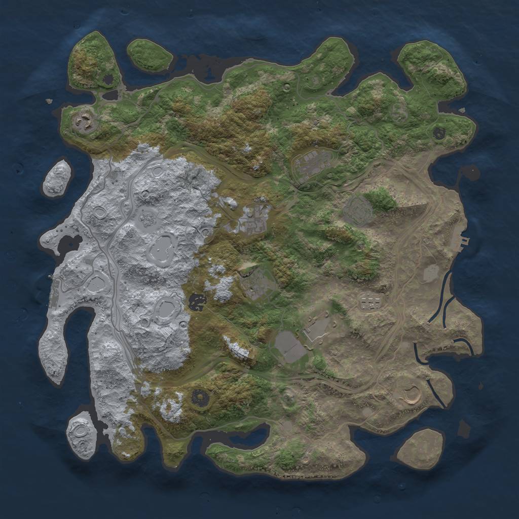 Rust Map: Procedural Map, Size: 4250, Seed: 122884461, 18 Monuments