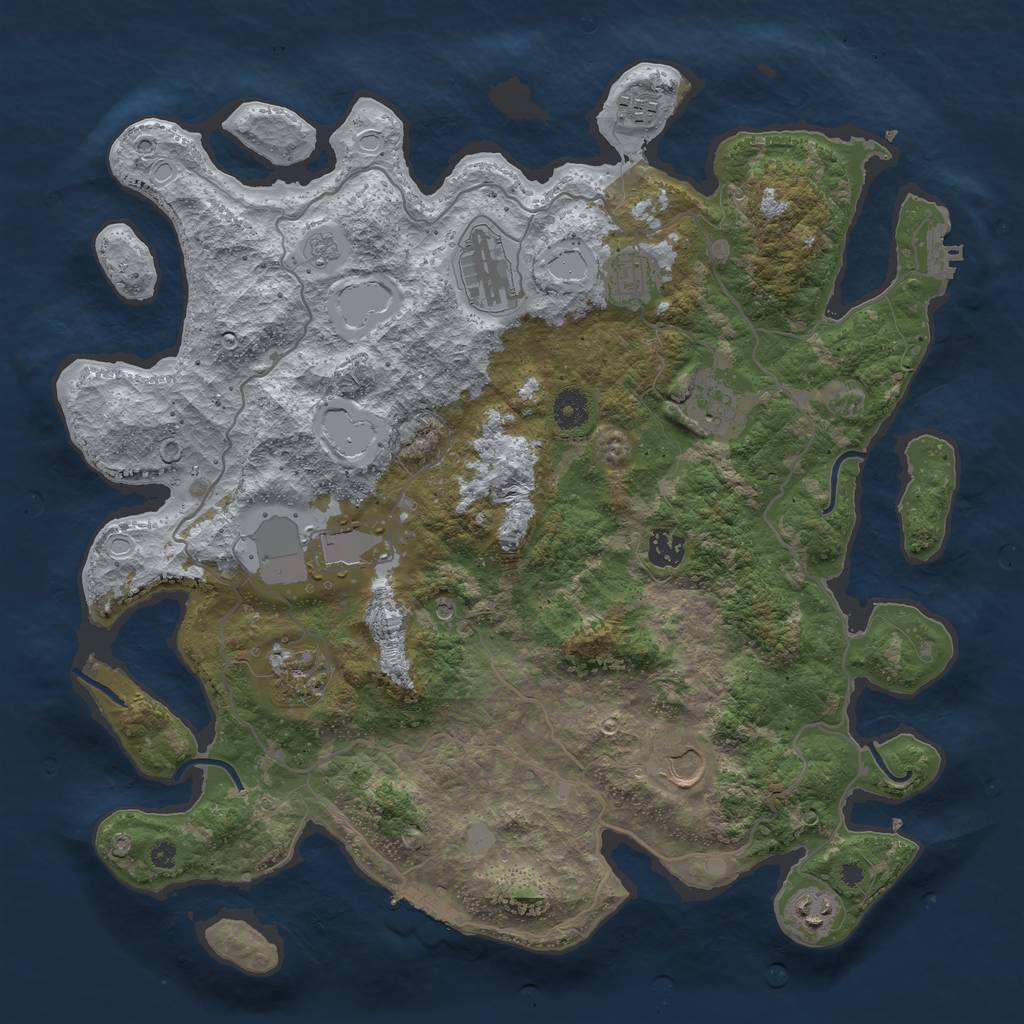 Rust Map: Procedural Map, Size: 4000, Seed: 406702070, 18 Monuments