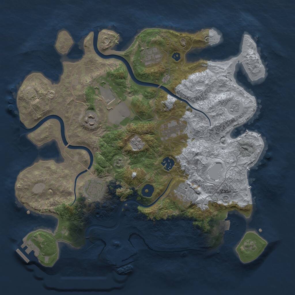 Rust Map: Procedural Map, Size: 3500, Seed: 4292, 14 Monuments