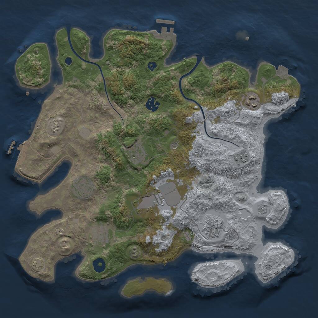 Rust Map: Procedural Map, Size: 3500, Seed: 98806960, 14 Monuments