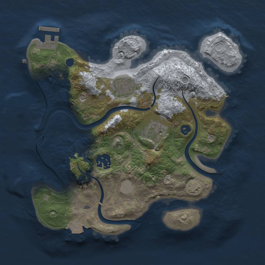 Rust Map: Procedural Map, Size: 2600, Seed: 2081254049, 7 Monuments