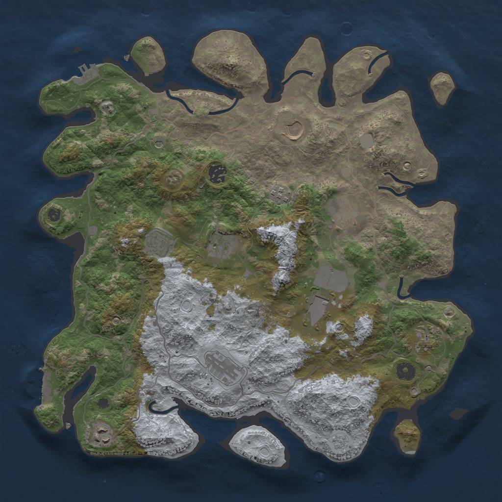 Rust Map: Procedural Map, Size: 4000, Seed: 287546525, 19 Monuments