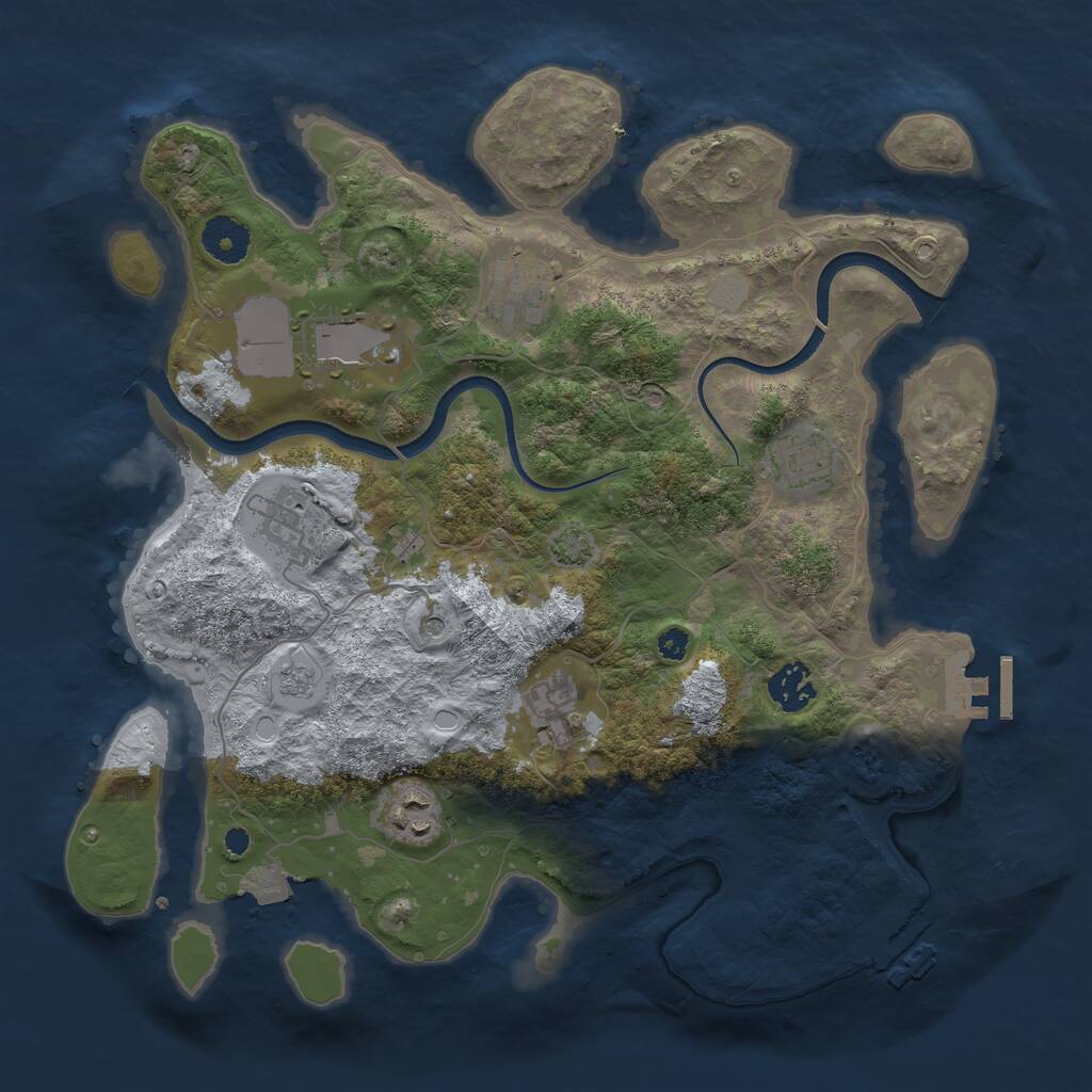 Rust Map: Procedural Map, Size: 3500, Seed: 29132034, 13 Monuments