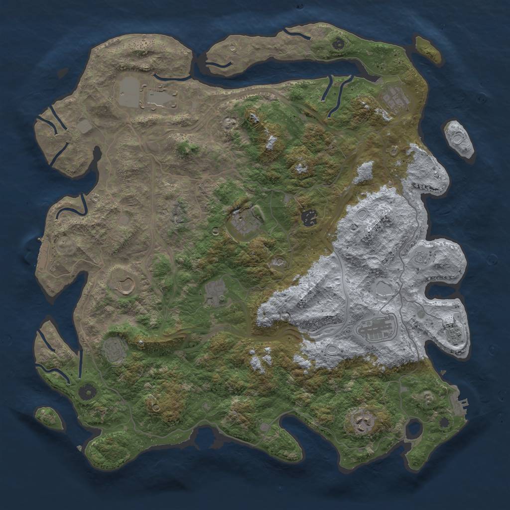 Rust Map: Procedural Map, Size: 4500, Seed: 466663372, 19 Monuments
