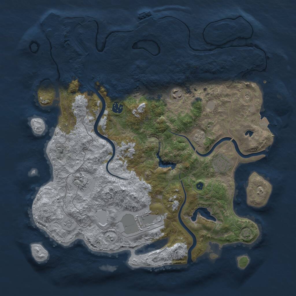 Rust Map: Procedural Map, Size: 4000, Seed: 1222182419, 12 Monuments
