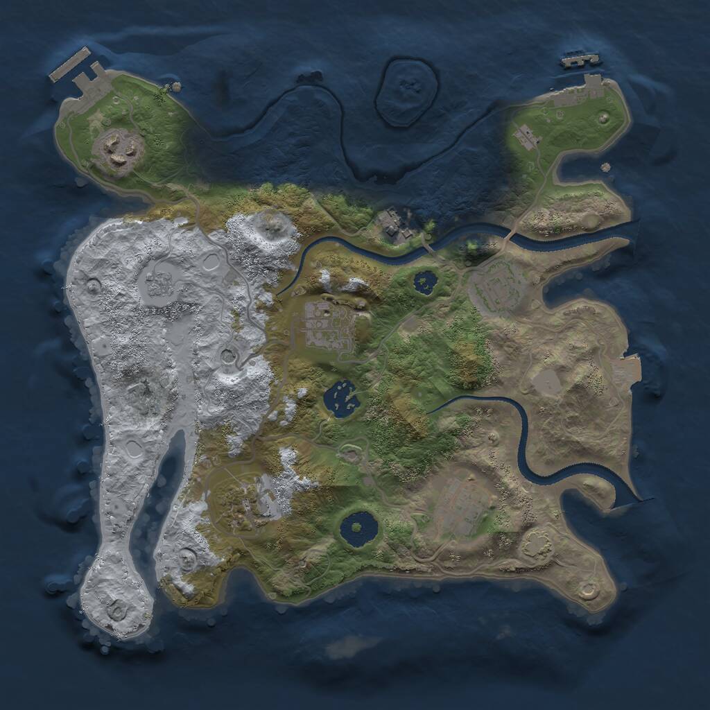 Rust Map: Procedural Map, Size: 3000, Seed: 1620614227, 13 Monuments