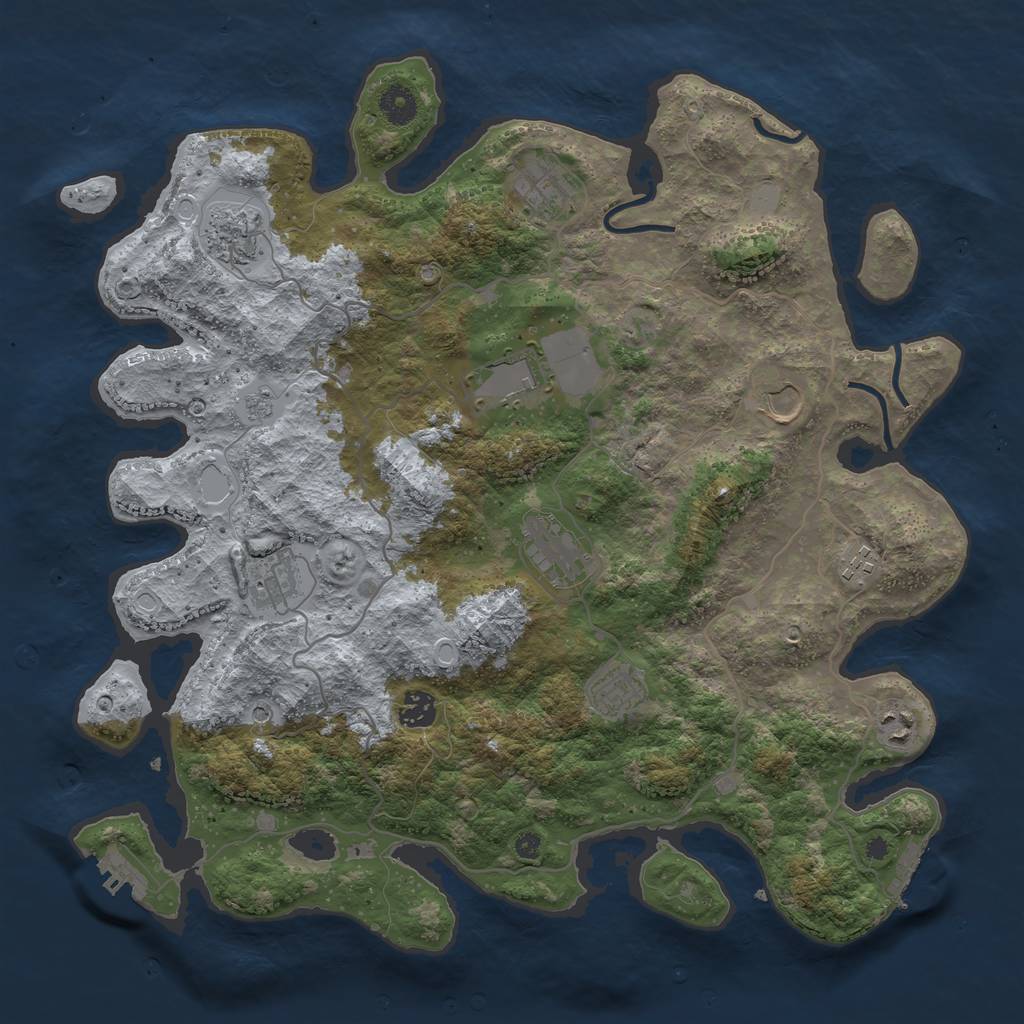 Rust Map: Procedural Map, Size: 4000, Seed: 1719, 19 Monuments