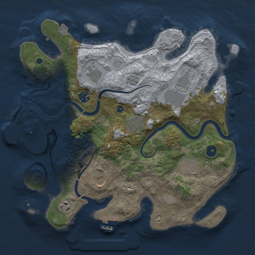 Rust Map: Procedural Map, Size: 3500, Seed: 1234546789, 14 Monuments