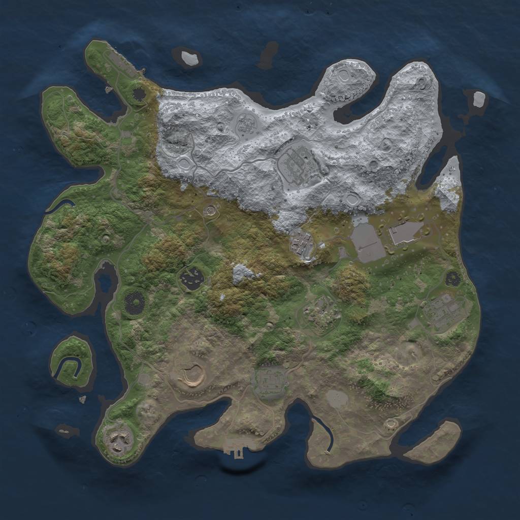 Rust Map: Procedural Map, Size: 3500, Seed: 1234546789, 18 Monuments