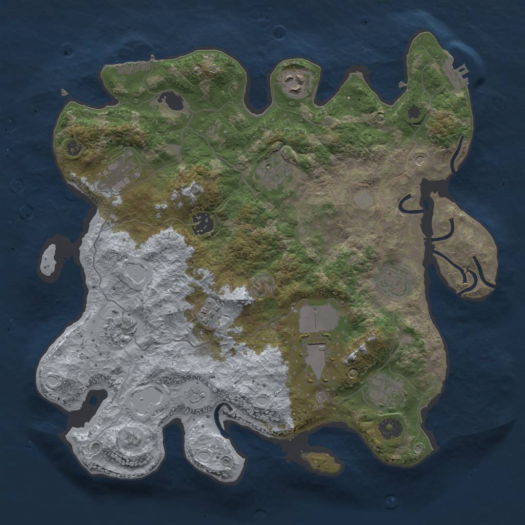 Rust Map: Procedural Map, Size: 3500, Seed: 1350264873, 18 Monuments