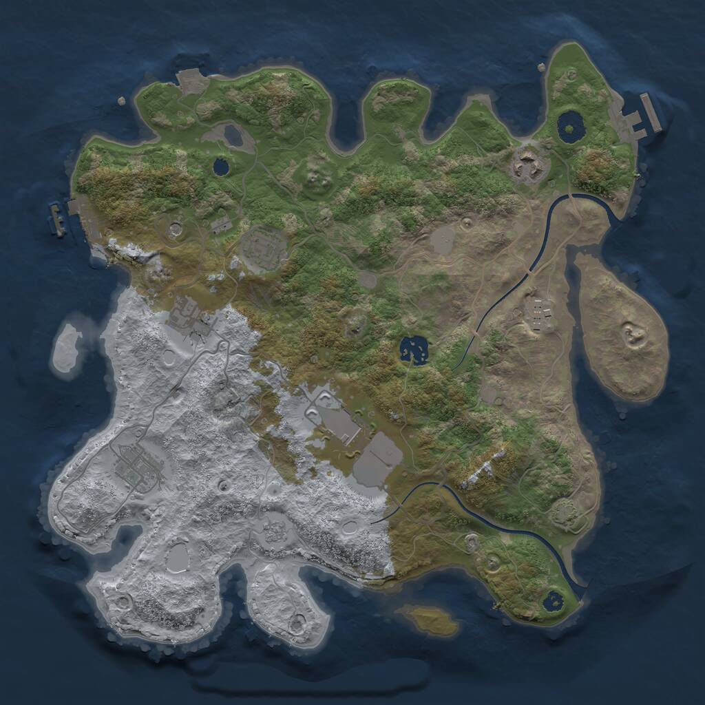 Rust Map: Procedural Map, Size: 3500, Seed: 1350264873, 13 Monuments