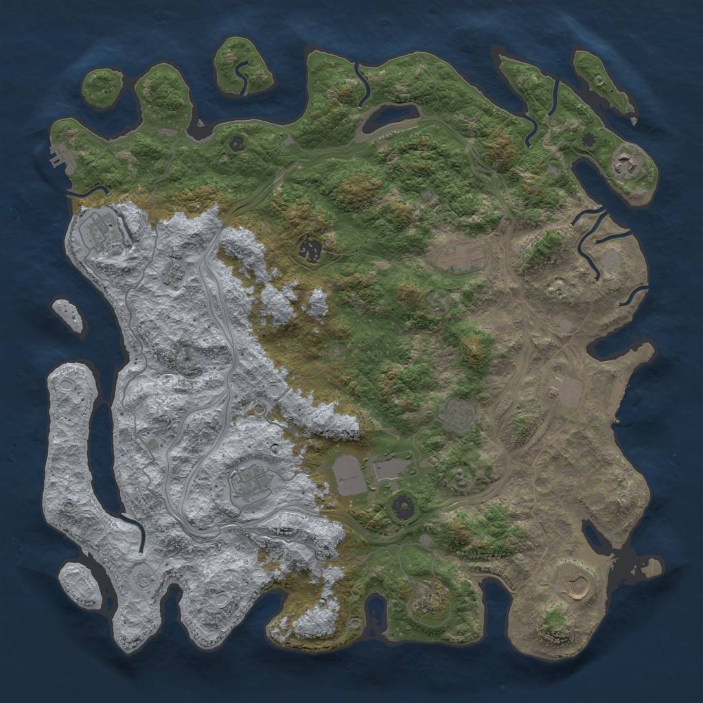 Rust Map: Procedural Map, Size: 4500, Seed: 1056293986, 20 Monuments