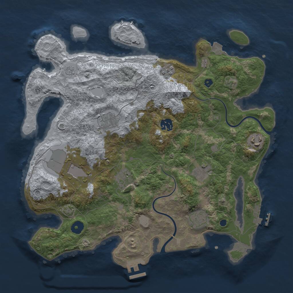 Rust Map: Procedural Map, Size: 3500, Seed: 1248790673, 13 Monuments
