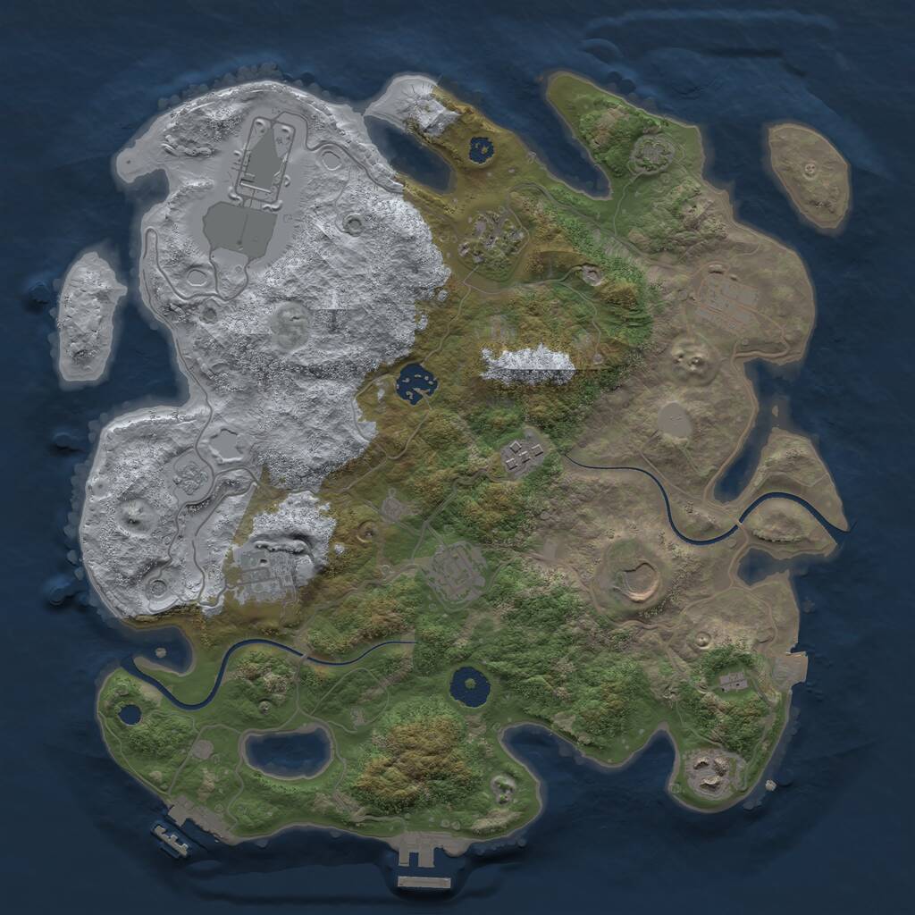 Rust Map: Procedural Map, Size: 3500, Seed: 536863830, 15 Monuments