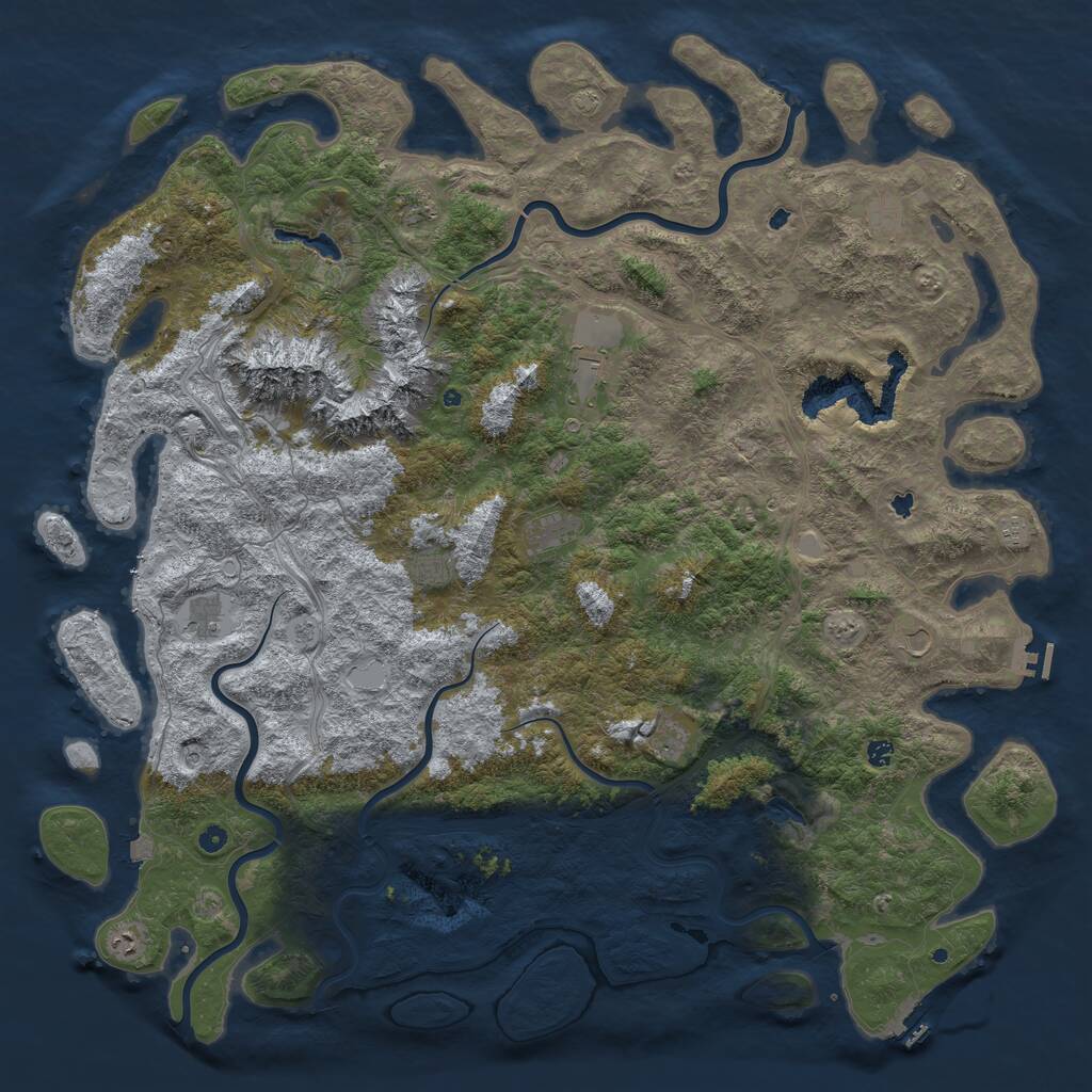 Rust Map: Procedural Map, Size: 6000, Seed: 480252484, 17 Monuments