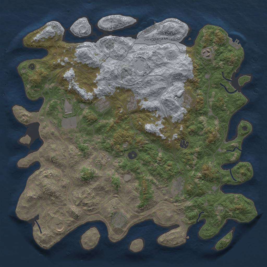Rust Map: Procedural Map, Size: 4500, Seed: 2135746298, 20 Monuments