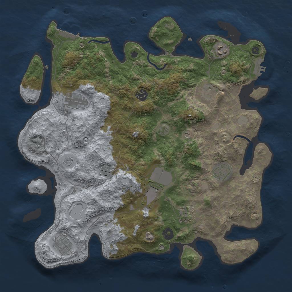 Rust Map: Procedural Map, Size: 3700, Seed: 1201579220, 18 Monuments