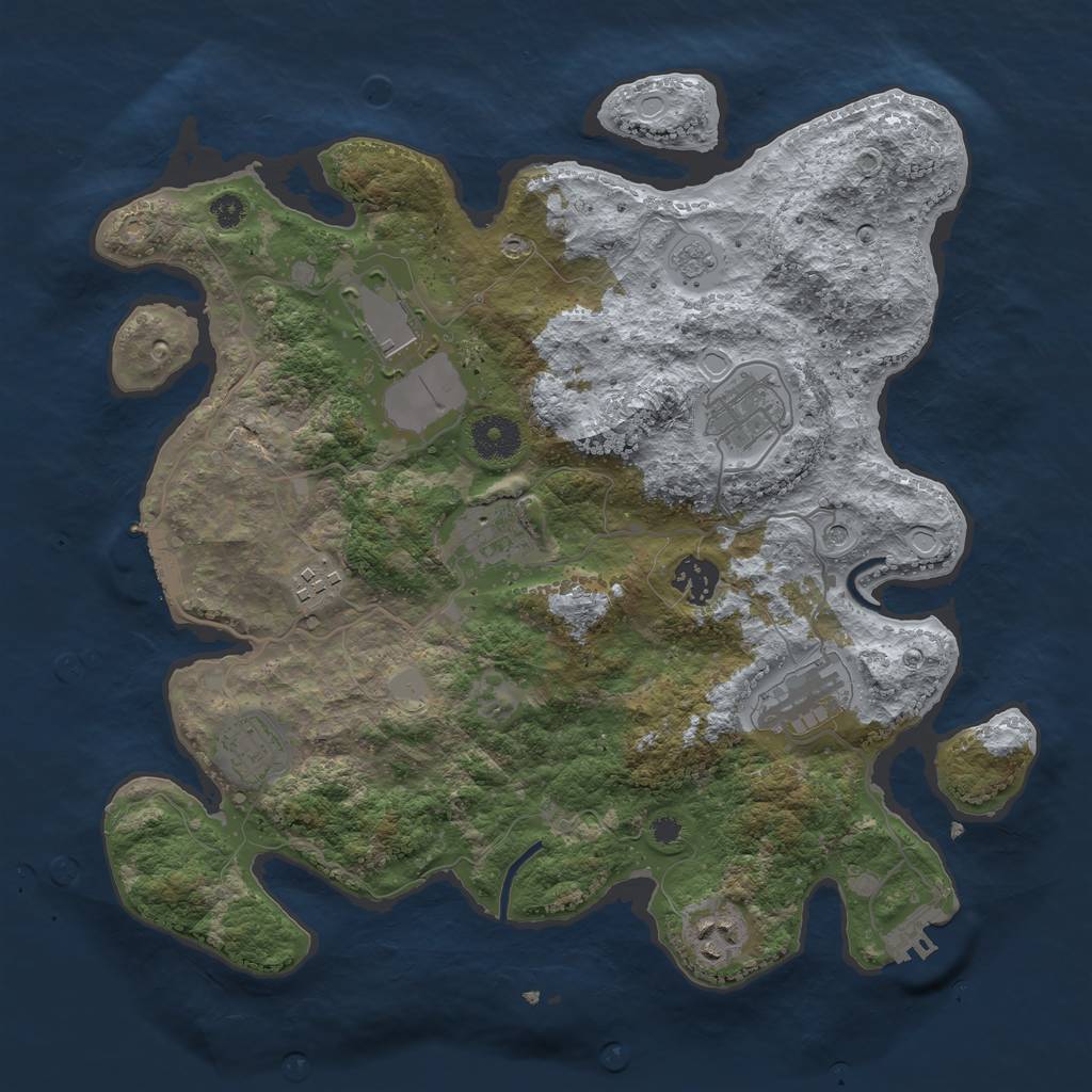 Rust Map: Procedural Map, Size: 3500, Seed: 580892574, 17 Monuments