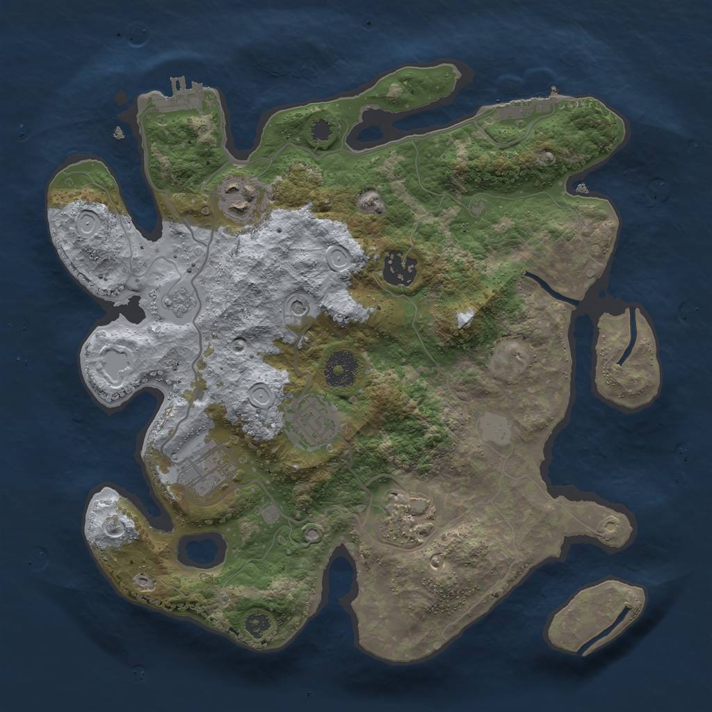 Rust Map: Procedural Map, Size: 3000, Seed: 155532671, 14 Monuments