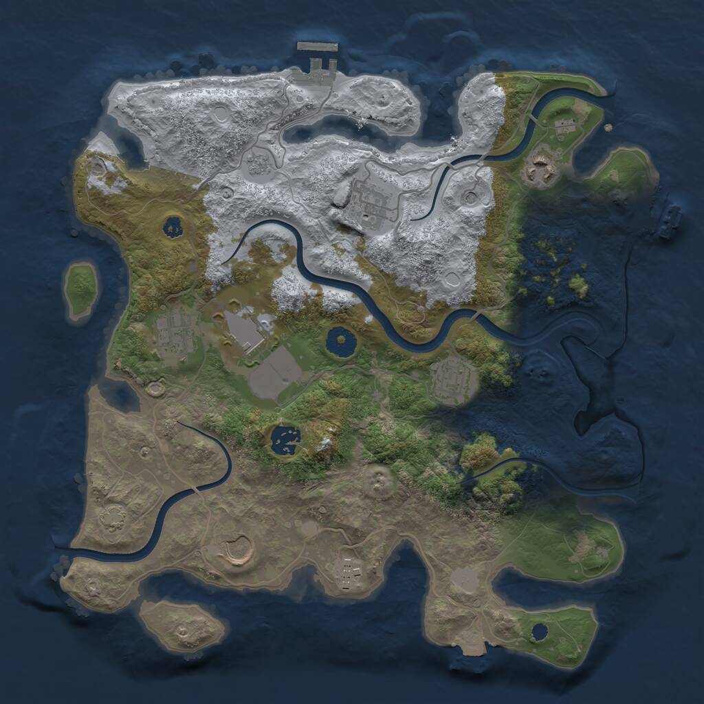 Rust Map: Procedural Map, Size: 3500, Seed: 31122, 14 Monuments