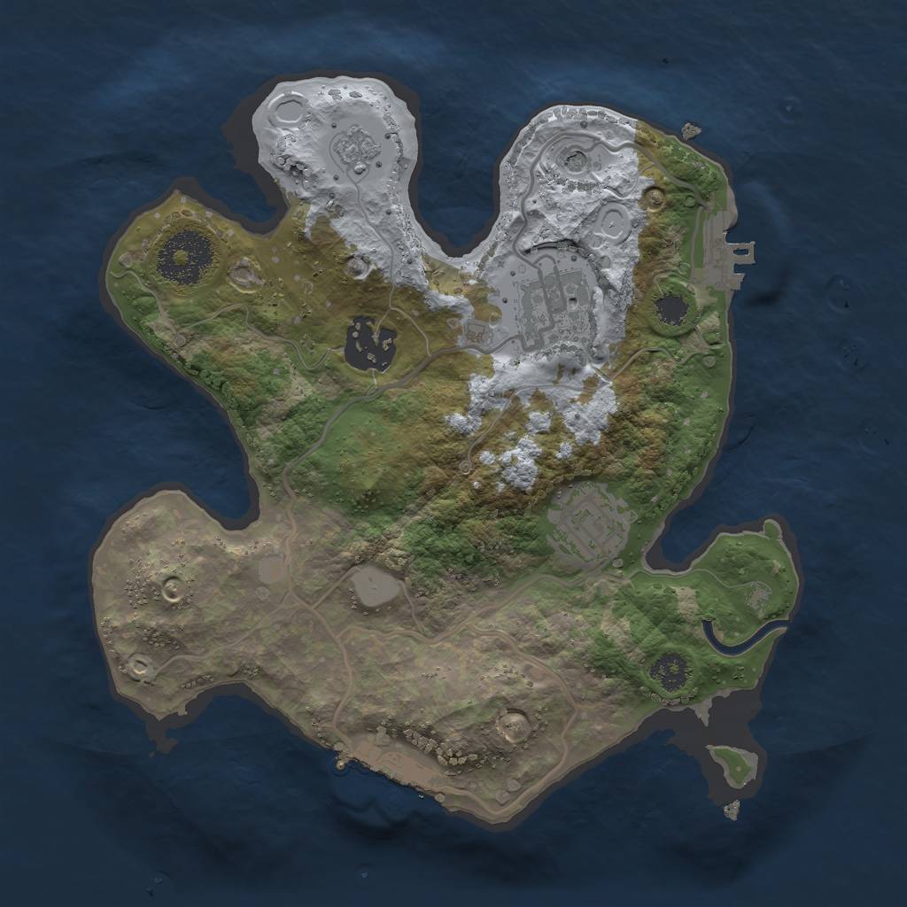 Rust Map: Procedural Map, Size: 2500, Seed: 2125243070, 12 Monuments