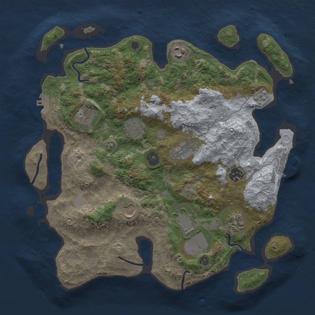 Rust Map: Procedural Map, Size: 3500, Seed: 1031983186, 17 Monuments