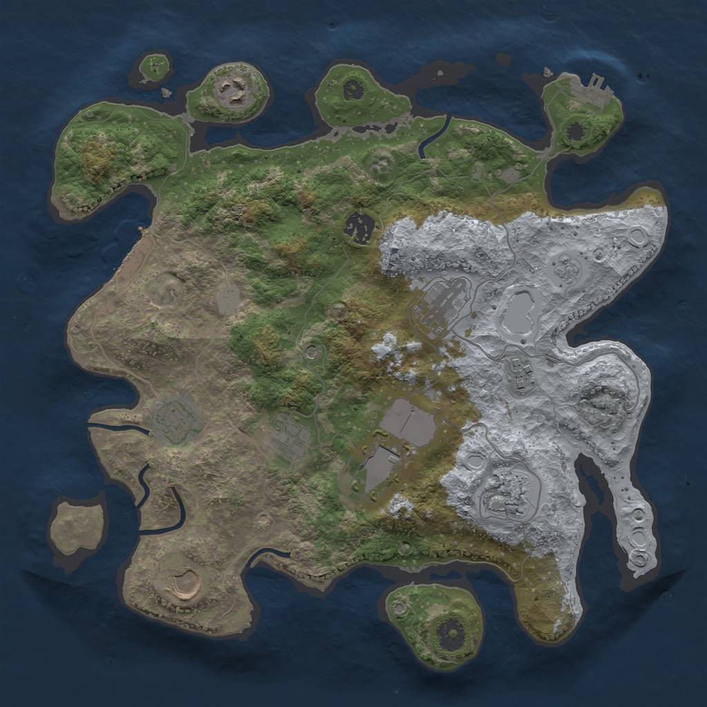 Rust Map: Procedural Map, Size: 3500, Seed: 795325799, 18 Monuments