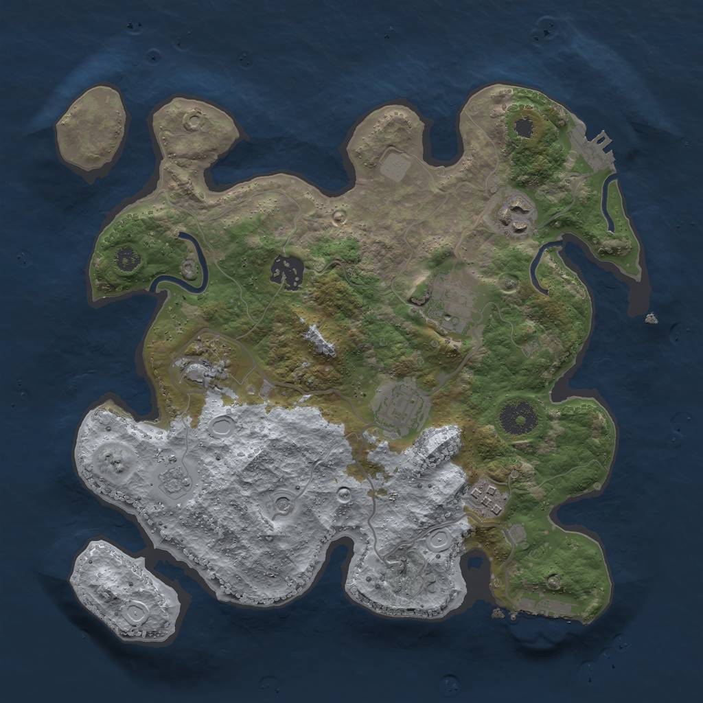 Rust Map: Procedural Map, Size: 3000, Seed: 242764709, 15 Monuments