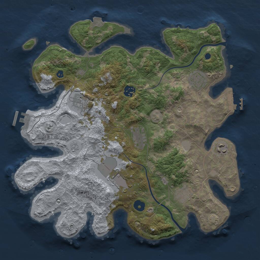 Rust Map: Procedural Map, Size: 3500, Seed: 45578889, 13 Monuments