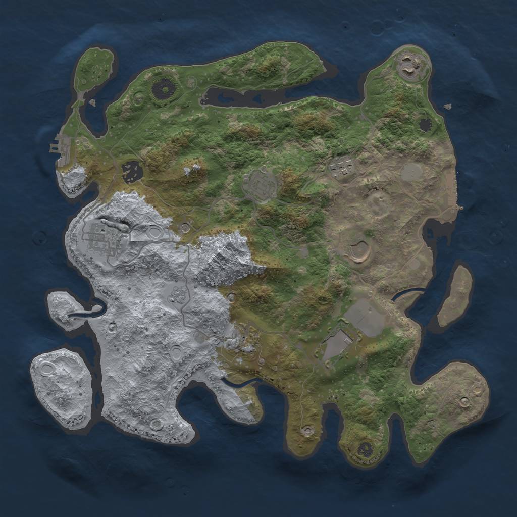 Rust Map: Procedural Map, Size: 3500, Seed: 435435, 17 Monuments