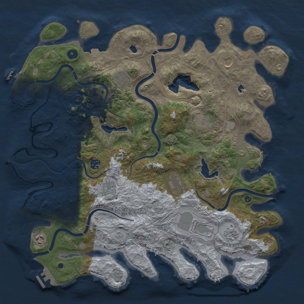 Rust Map: Procedural Map, Size: 4500, Seed: 809870629, 16 Monuments