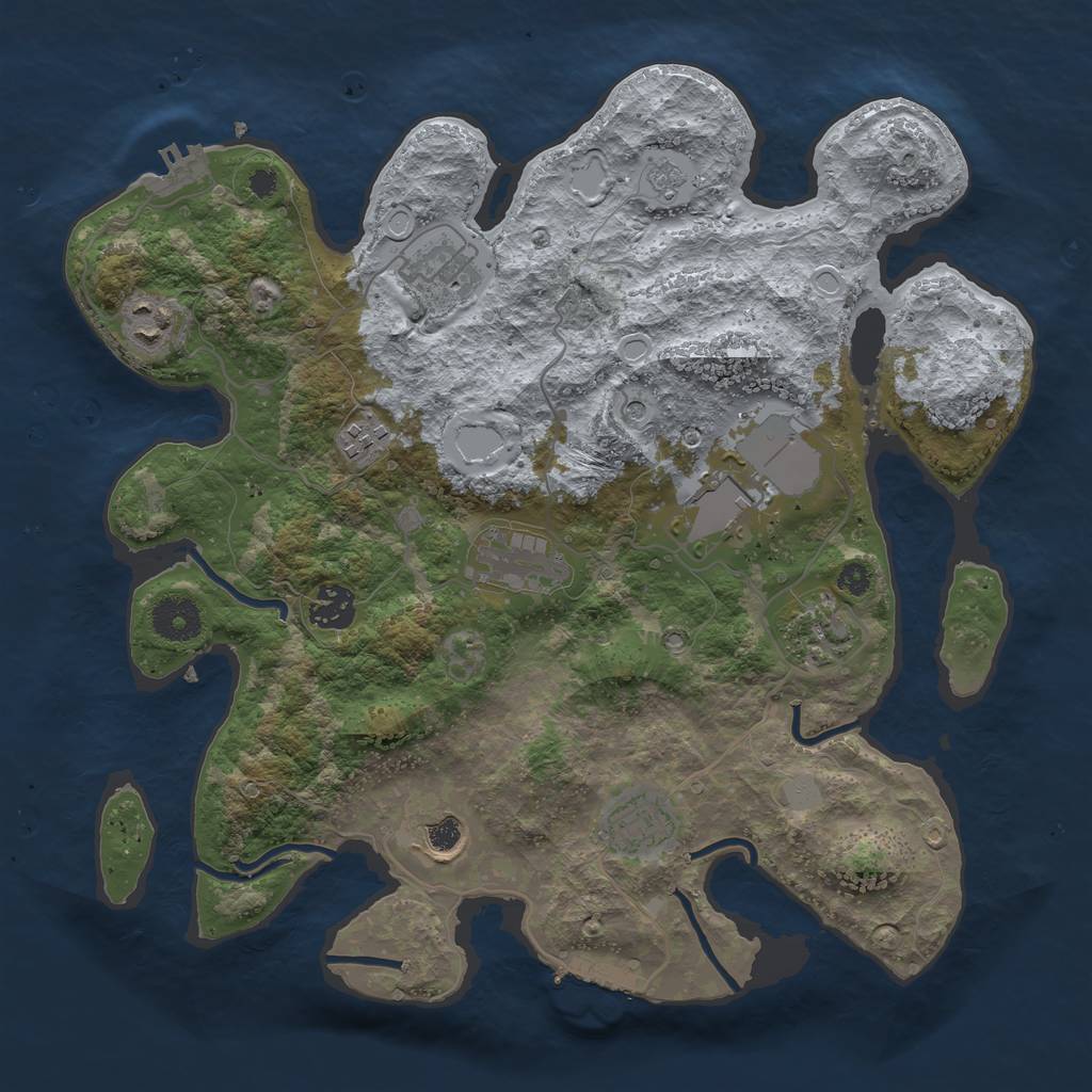 Rust Map: Procedural Map, Size: 3500, Seed: 4293, 18 Monuments