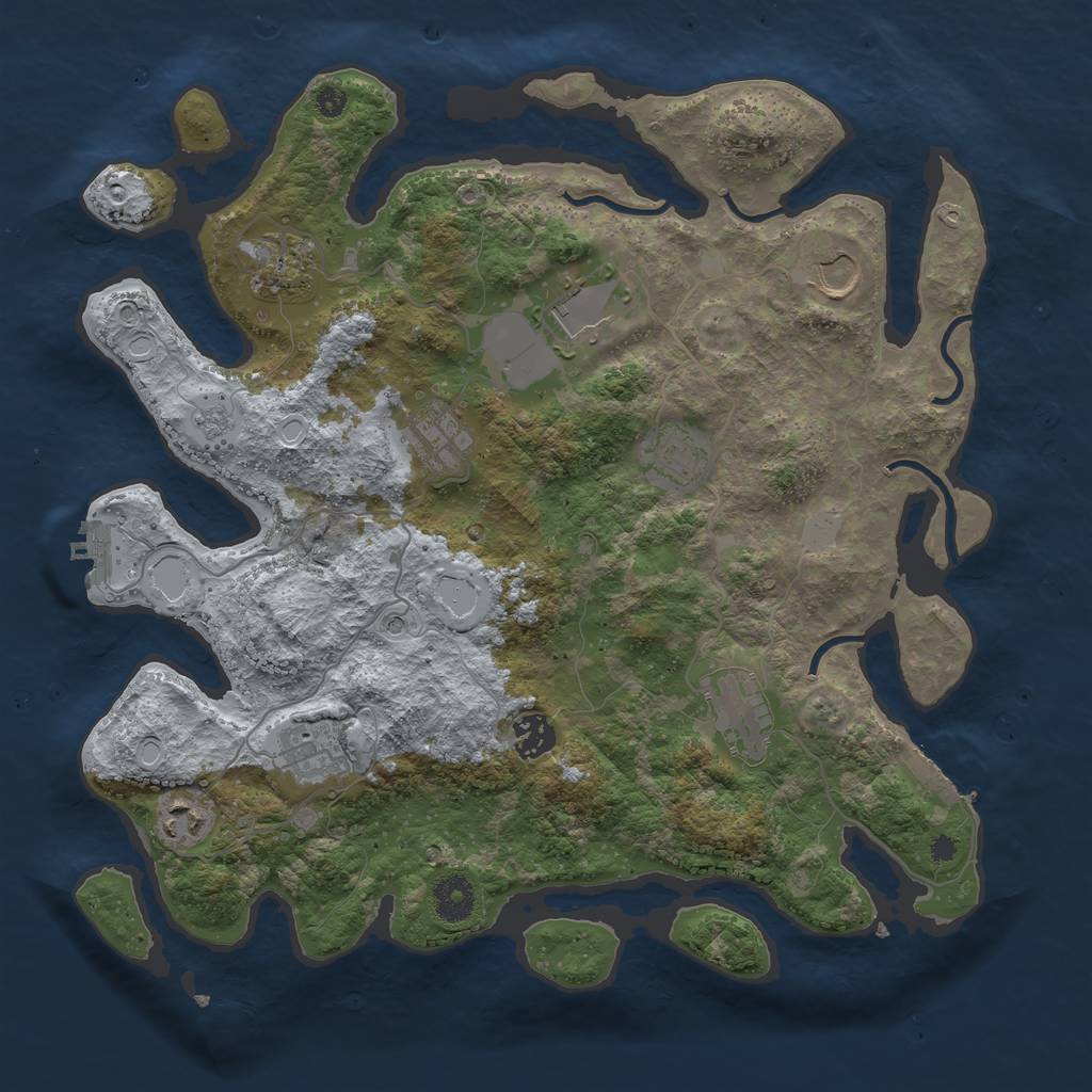 Rust Map: Procedural Map, Size: 3700, Seed: 511226389, 18 Monuments