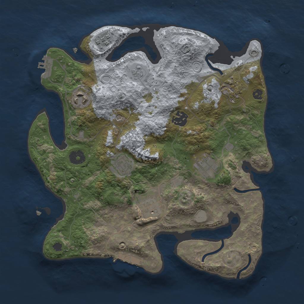 Rust Map: Procedural Map, Size: 3000, Seed: 1079666086, 16 Monuments