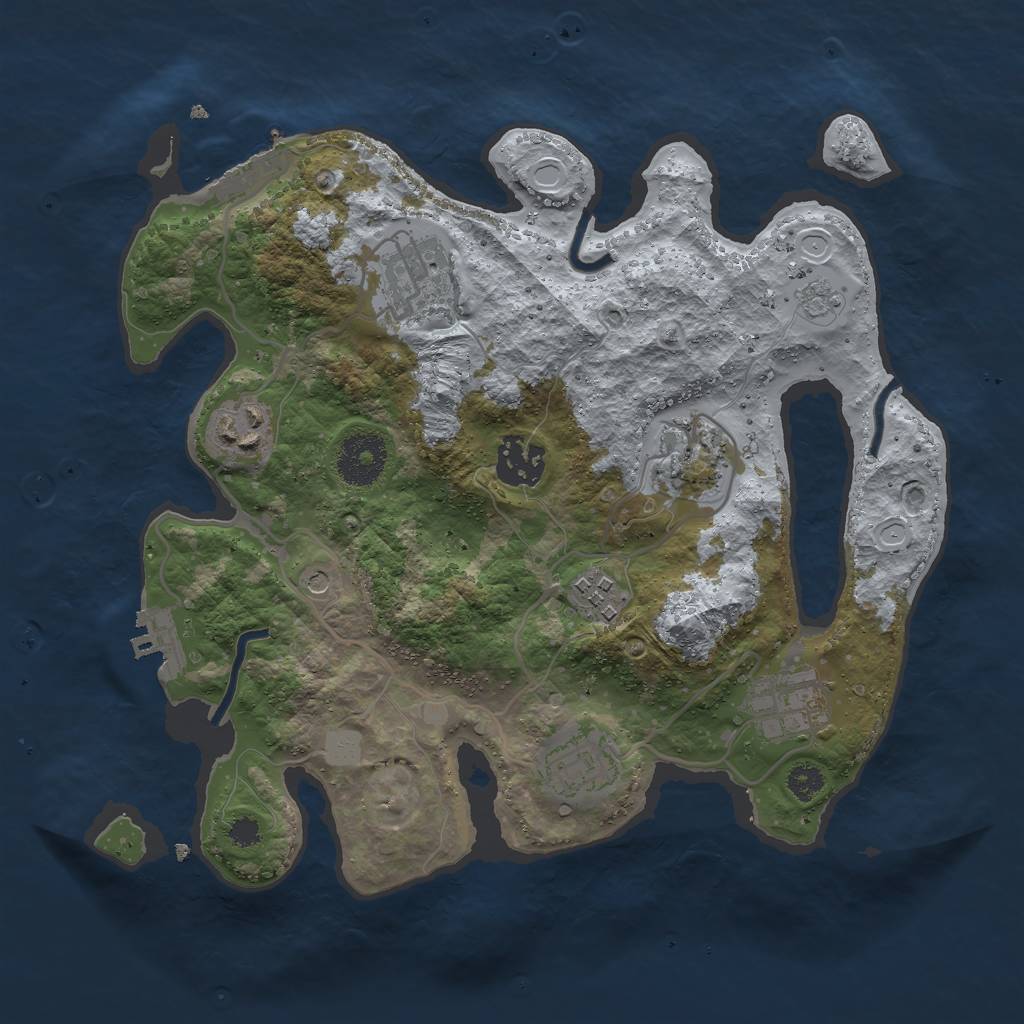 Rust Map: Procedural Map, Size: 3000, Seed: 1229405, 16 Monuments