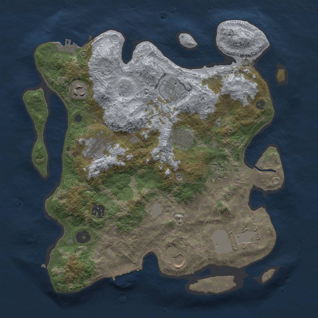 Rust Map: Procedural Map, Size: 3500, Seed: 40660950, 17 Monuments