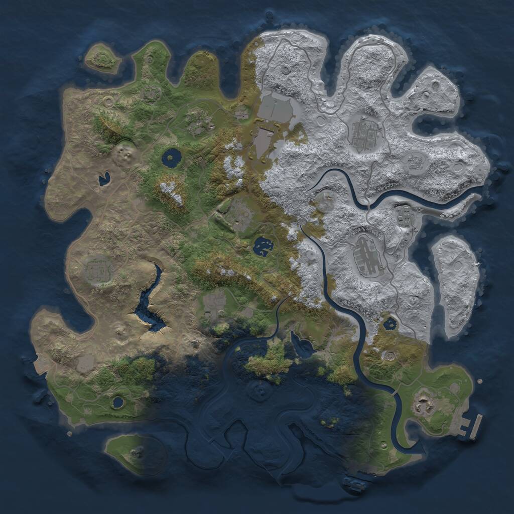 Rust Map: Procedural Map, Size: 4000, Seed: 1271831495, 16 Monuments