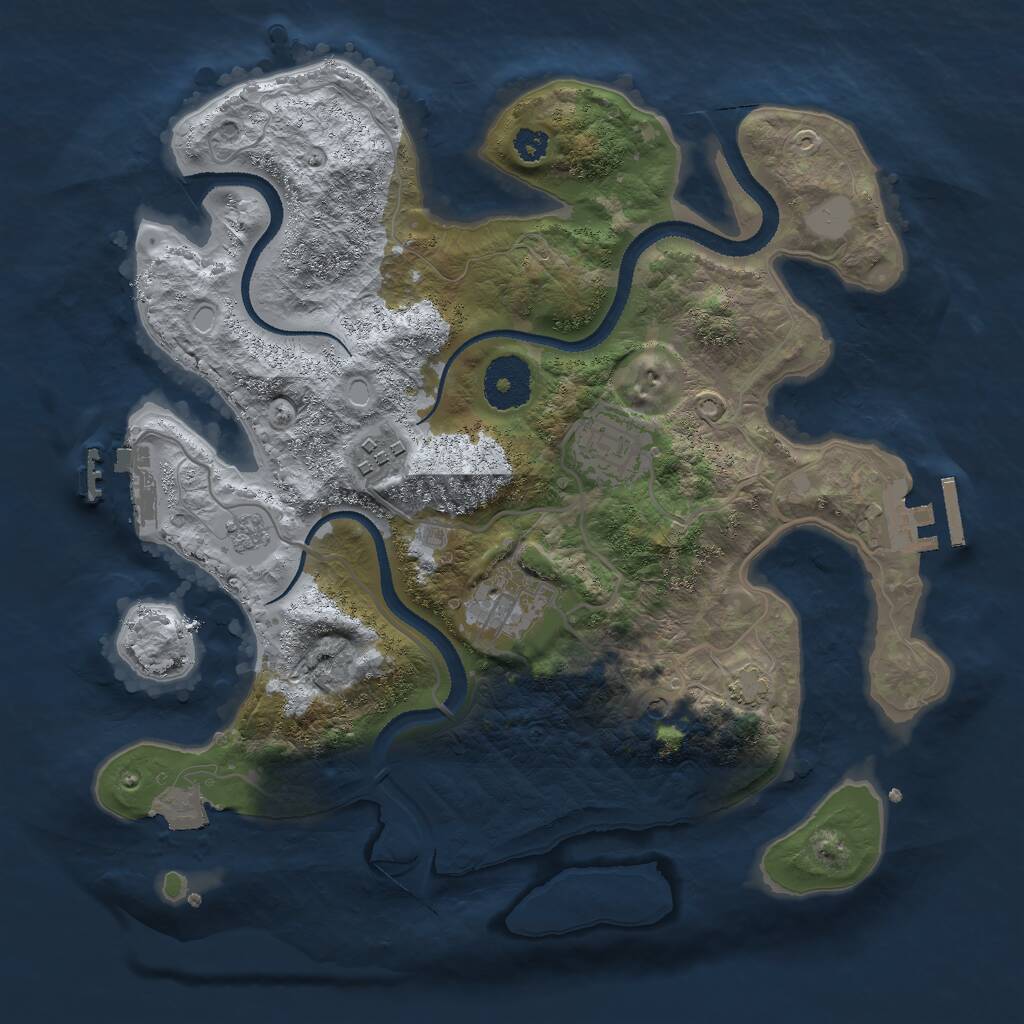 Rust Map: Procedural Map, Size: 3000, Seed: 732523328, 9 Monuments