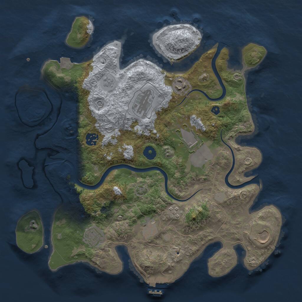 Rust Map: Procedural Map, Size: 3500, Seed: 919391506, 13 Monuments