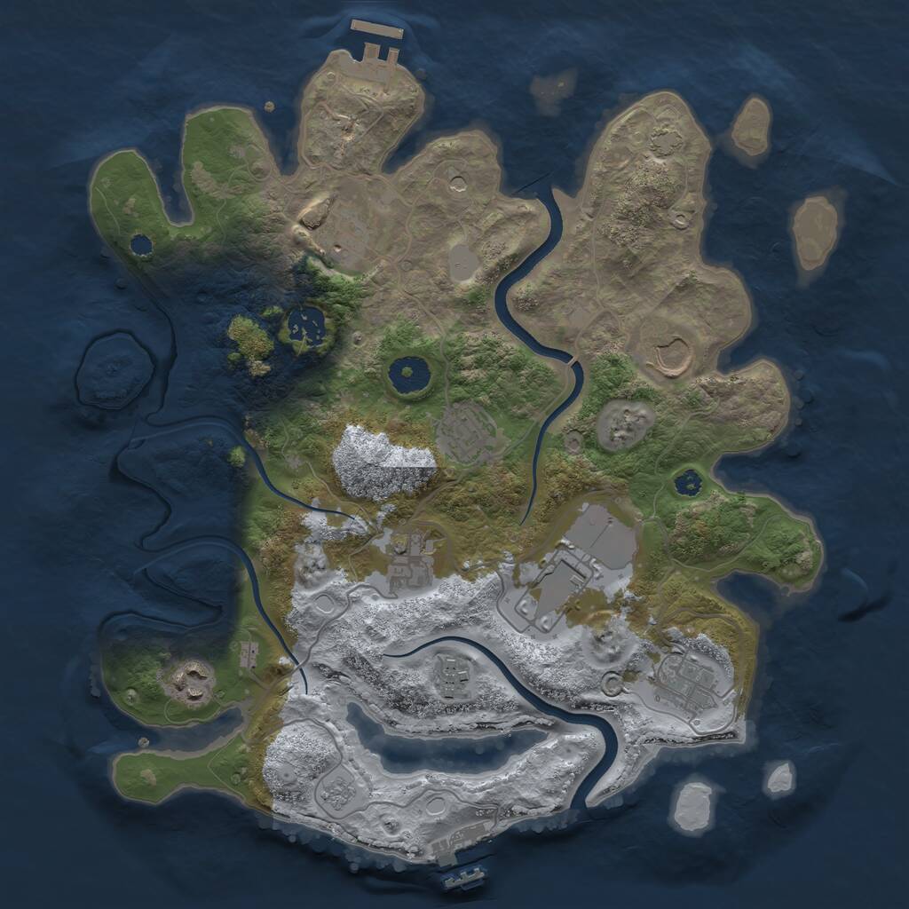 Rust Map: Procedural Map, Size: 3500, Seed: 1335616230, 15 Monuments