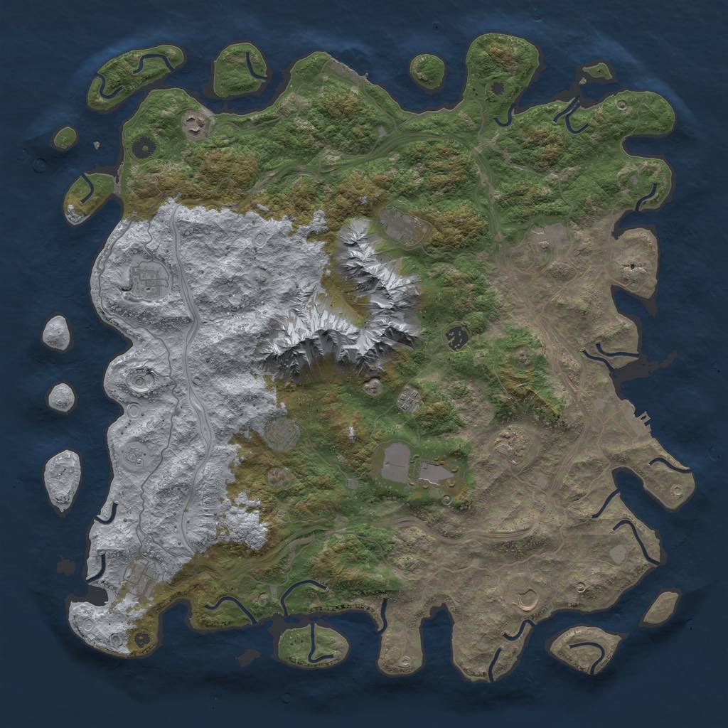 Rust Map: Procedural Map, Size: 5000, Seed: 1166832012, 20 Monuments