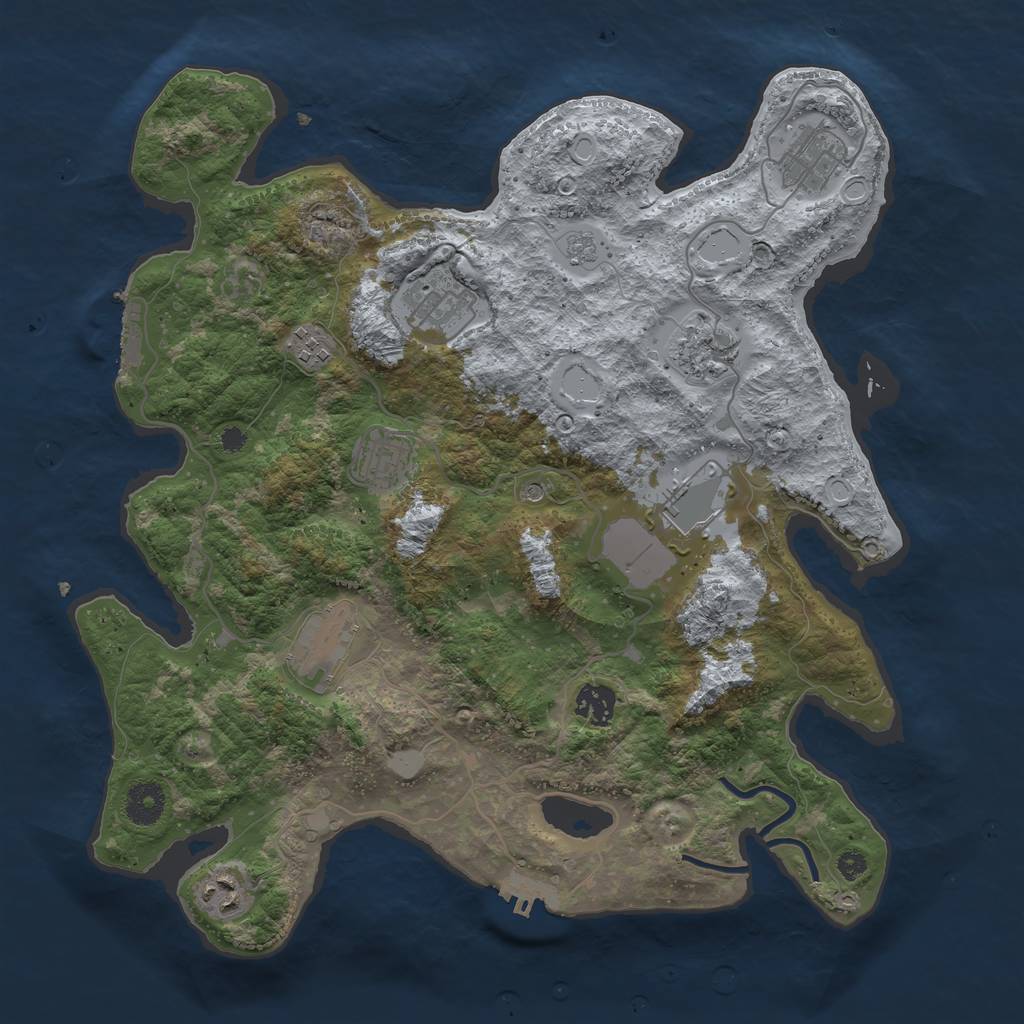 Rust Map: Procedural Map, Size: 3700, Seed: 683674938, 18 Monuments