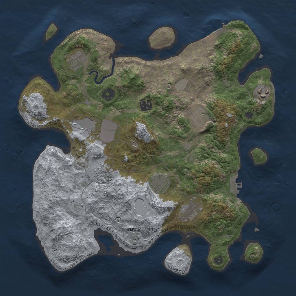 Rust Map: Procedural Map, Size: 3500, Seed: 75629386, 18 Monuments