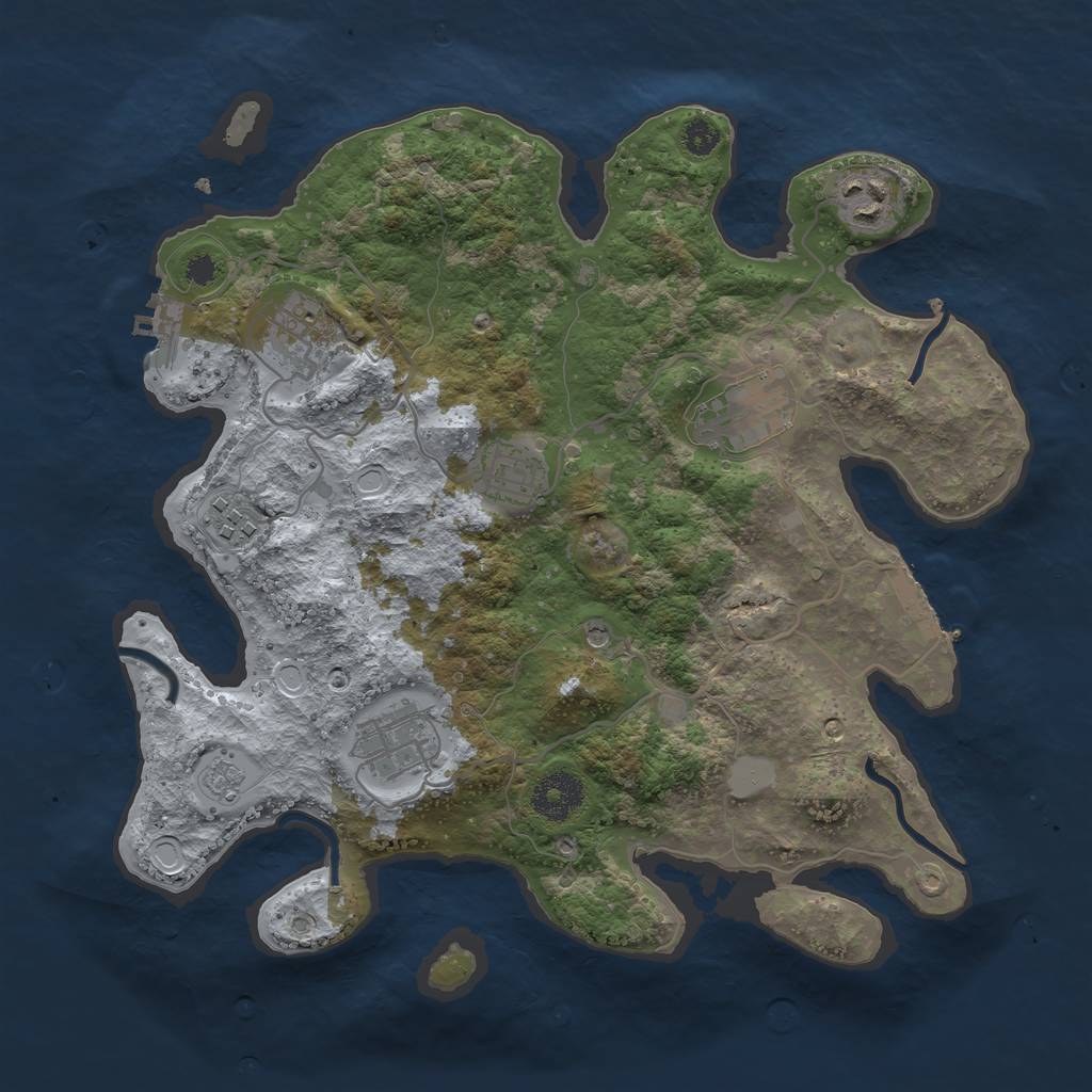 Rust Map: Procedural Map, Size: 3250, Seed: 3308, 15 Monuments