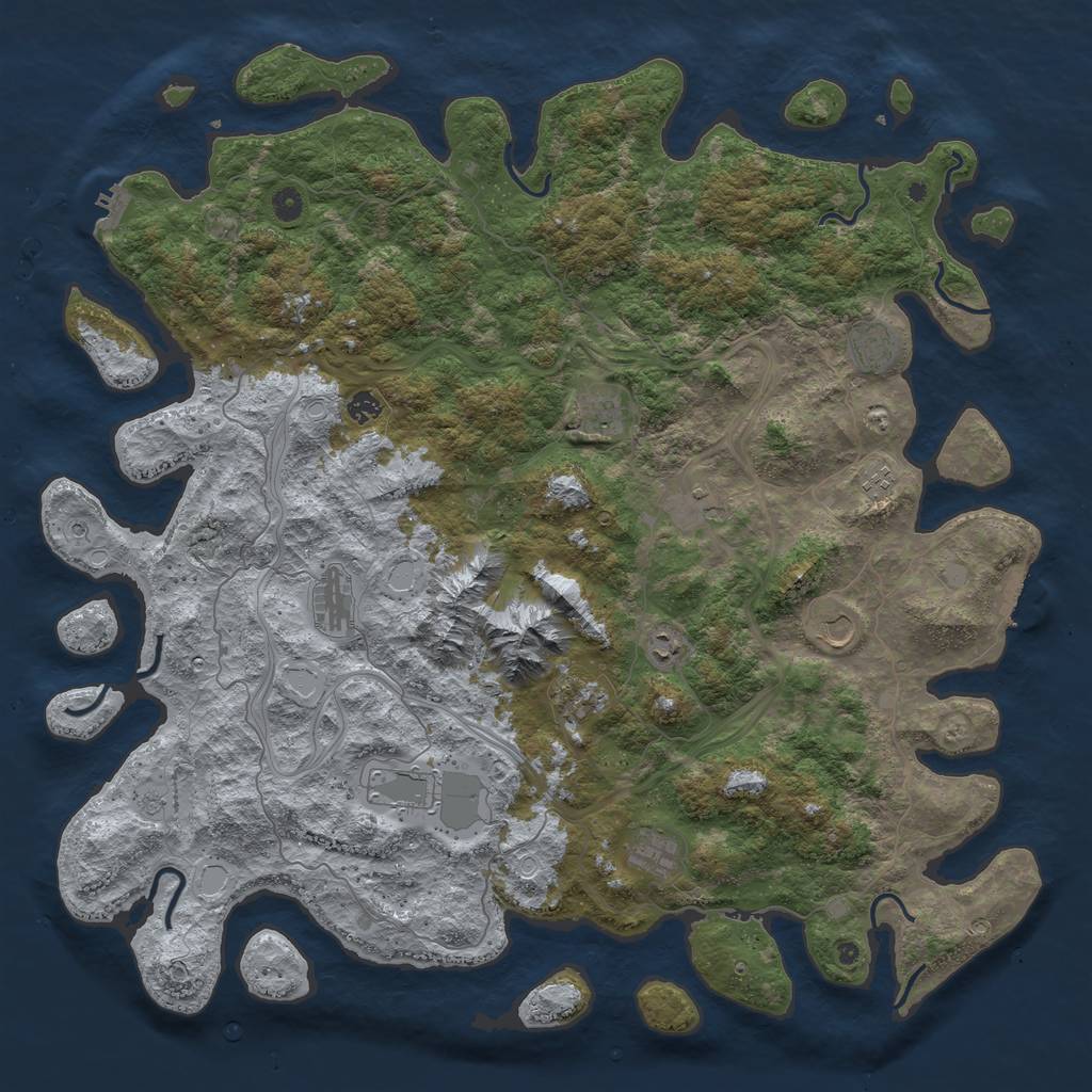 Rust Map: Procedural Map, Size: 5120, Seed: 735277455, 20 Monuments