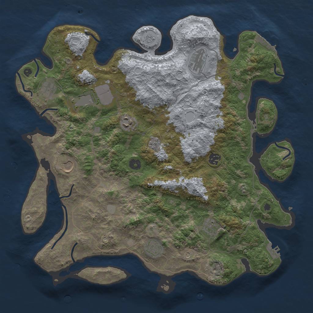 Rust Map: Procedural Map, Size: 4000, Seed: 618547490, 18 Monuments